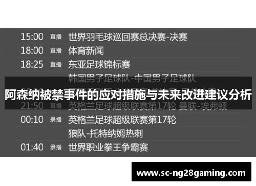 阿森纳被禁事件的应对措施与未来改进建议分析